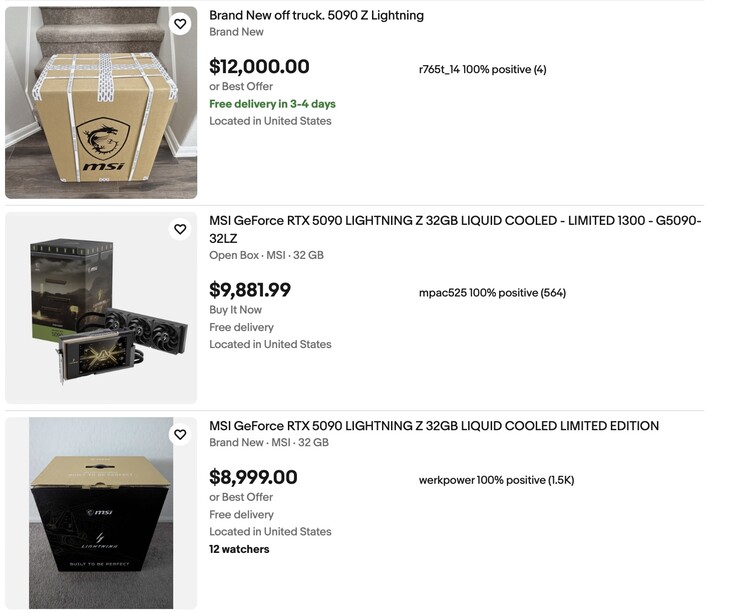 листинги на eBay для RTX 5090 Lightning Z просто безумны, как и следовало ожидать.