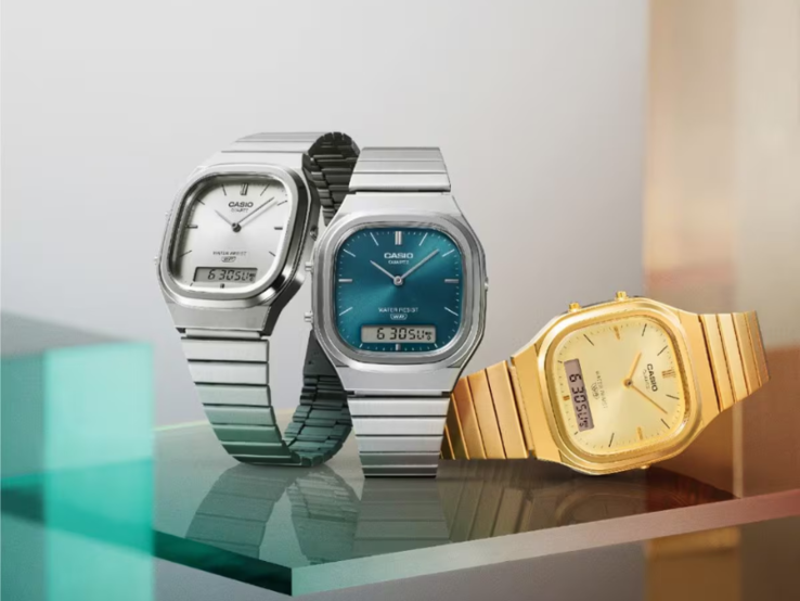 Часы Casio AQ-240E-7A (слева), AQ-240E-3A (в центре) и AQ-240EG-9A (справа). (Источник изображения: Casio)