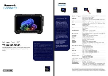 Характеристики Panasonic Toughbook G3