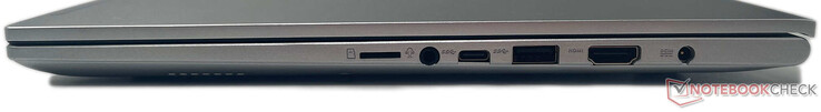 Правая сторона: слот microSD, аудио разъем, USB 3.2 Gen1 Type-C, USB 3.2 Gen1 Type-A, HDMI 1.4, разъем питания
