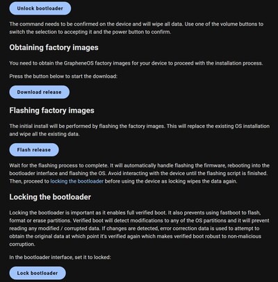 Как и в случае с онлайн-инструментом восстановления Pixel, для установки Graphene достаточно сделать 4 щелчка мышью в онлайн-установщике (Источни