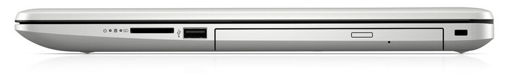 Правая сторона: картридер, USB 2.0 (type A), DVD-привод, слот для замка