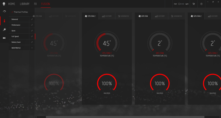 Профили системы в Alienware Command Center