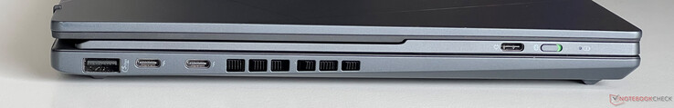 Левая сторона: USB-A 3.2 Gen.1 (5 Гбит/с), 2x USB-C 4.0 with Thunderbolt 4 (40 Гбит/с, DisplayPort, Power Delivery), USB-C (для зарядки Bluetooth-клавиатуры)