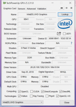 Intel UHD Graphics 620. Отчёт GPU-Z
