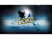 Рекламное изображение для Steam Star Wars Day Sale, на котором изображены Дарт Вейд и Люк Скайуокер, сражающиеся на световых мечах, и рекламный текст сверху. (Источник изображения: Steam)