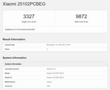 POCO F8 Ultra в Geekbench