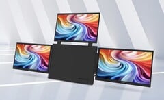 На изображении представлен портативный монитор Acer PD163Q-P3, центральный корпус которого окружен с боков тремя 15,6-дюймовыми дисплеями с разрешением 1080p