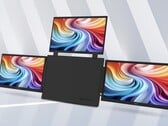 На изображении представлен портативный монитор Acer PD163Q-P3, центральный корпус которого окружен с боков тремя 15,6-дюймовыми дисплеями с разрешением 1080p 