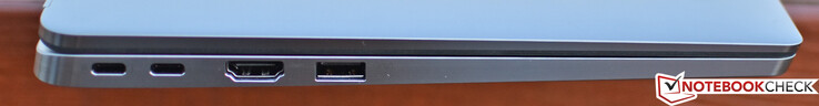 Левая сторона: 2х USB Type-C + DP (один с поддержкой Thunderbolt 3 и зарядки), HDMI, USB 3.1