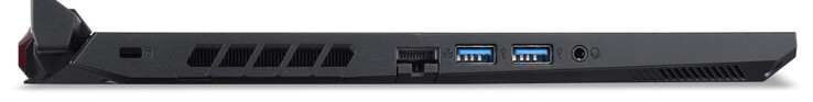 Левая сторона: слот замка, гигабитный Ethernet, 2x USB 3.2 Gen 1 (Type-A), аудио разъем