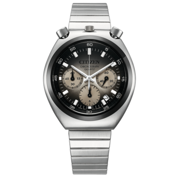 Вид спереди часов Citizen Tsuno Chronograph AN3714-50H с серым градиентным циферблатом.