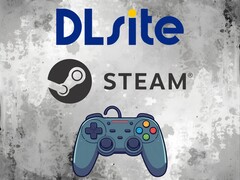 Логотипы DLsite и Steam над контроллером (Источник изображения: DLsite, Steam с правками)