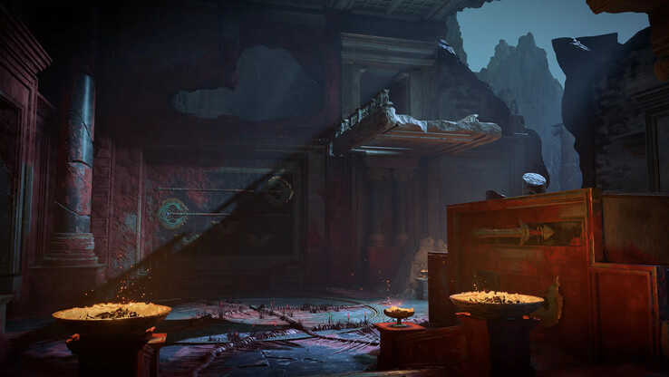 Изображение из отмененной многопользовательской игры God of War показывает красноватый цвет. (Источник изображения: MP1st)
