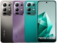 Infinix Note 50x 5G выпускается в цветах морской зеленый, зачарованный фиолетовый и титановый серый (Источник изображения: Infinix)