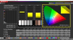 CalMAN ColorChecker (профиль: P3, целевое цветовое пространство: P3)