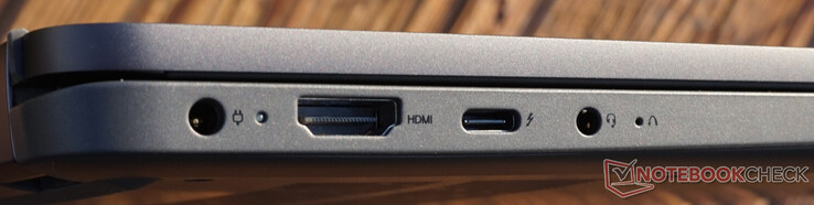 Левая сторона: разъем питания, HDMI 1.4b, Thunderbolt 4, аудио разъем