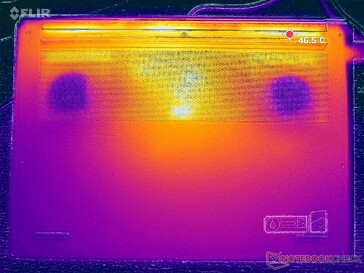 Нагрев под нагрузкой, днище ноутбука