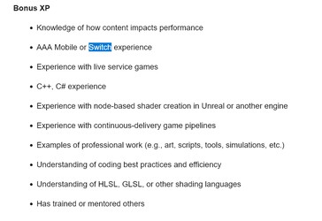 Объявление о вакансии в Sledgehammer Games Call of Duty с упоминанием Switch (Источник изображения: скриншот, Activision Careers)