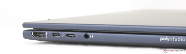 Слева: HDMI 2.1, 2x USB-C 40 Гбит/с Thunderbolt 4 w/ Power Delivery + DisplayPort 2.1, гарнитура 3,5 мм