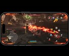 Игровой процесс на iPhone 17 Pro Max с чипом A19 Pro, демонстрирующий высокоинтенсивный бой с детализированной графикой и экранным управлением. (Источник изображения: Apple)