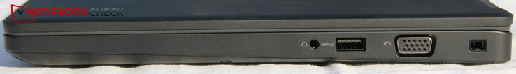 Правая сторона: комбинированный аудио разъем, USB Type-A 3.1, VGA, Noble Wedge Lock Slot