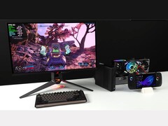 Borderlands 4 работает на мониторе, подключенном к мини-ПК Minisforum MSA2 с AMD Radeon RX 9070 XT в док-станции Oculink eGPU, вместе с портативным компьютером Asus ROG Ally X (Источник изображения: ETA PRIME через YouTube)