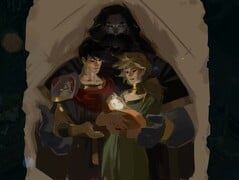 На картинке: Незавершенная картина с изображением своей семьи, которую хранит Мелиноя (Источник изображения: Supergiant Games)