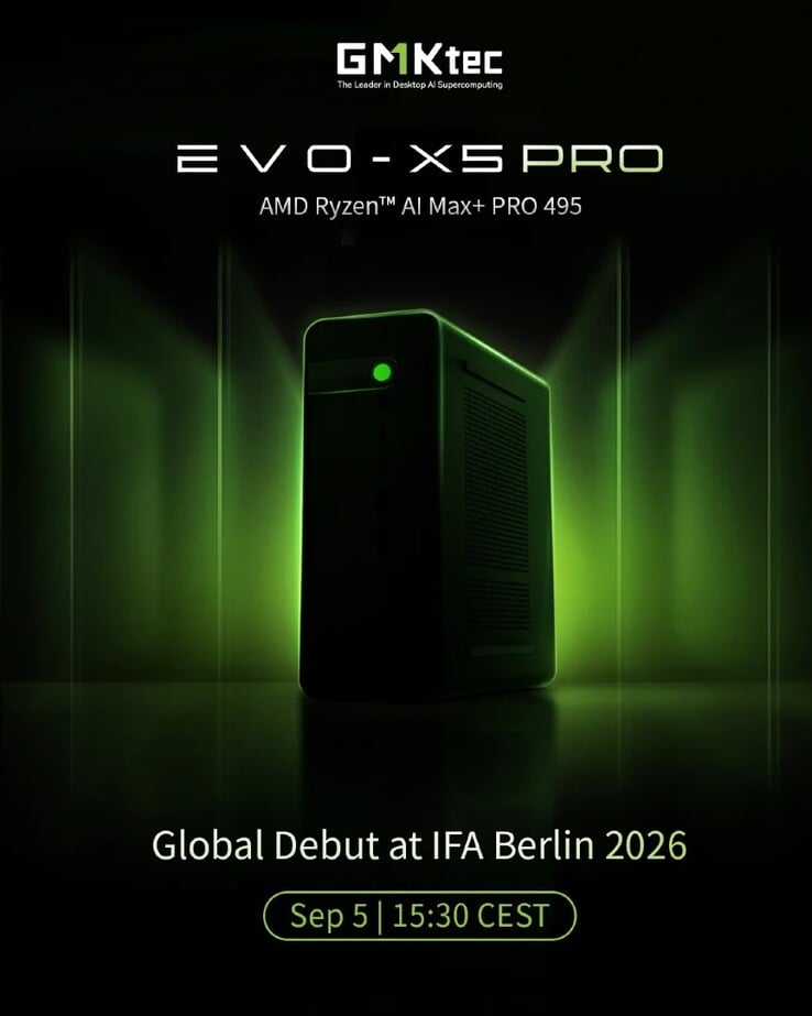 Компания GMKtec сообщила, что мини-ПК Evo X5 Pro будет представлен на выставке IFA 2026.
