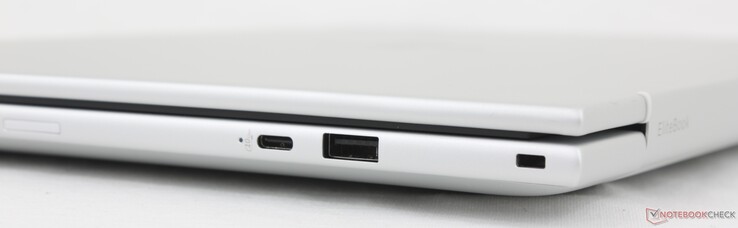 Справа: USB-C w/ DisplayPort 1.4 + Power Delivery (10 Гбит/с), USB-A (5 Гбит/с), замок безопасности, Nano-SIM (опционально)