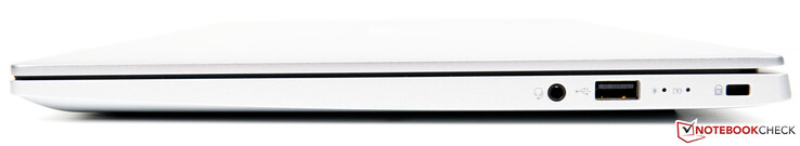 Правая сторона: аудио разъем, USB-A 2.0, статусные индикаторы, слот замка Kensington