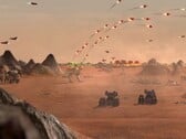 Шквал ракет во время крупномасштабного сражения в Beyond All Reason (Источник изображения: Beyond All Reason)