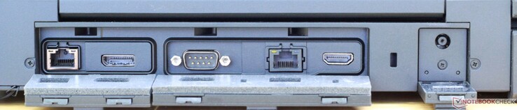 Сзади: Ethernet 10/100/1000, DisplayPort 1.2, последовательный порт, порт модема, HDMI 1.4, коннектор питания