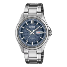 Часы Casio MTP-E740-2A1V с полупрозрачным циферблатом темно-синего цвета.