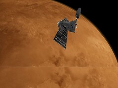 Впечатление художника от орбитального аппарата ExoMars 2016 Trace Gas Orbiter на Марсе