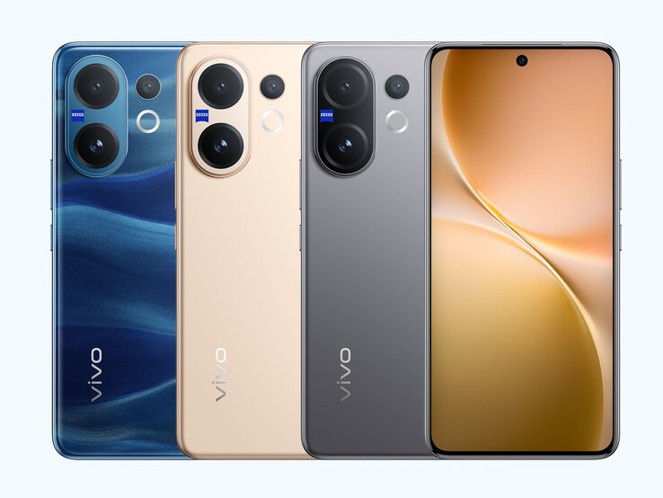 Смартфон Vivo V60 выпускается в туманно-сером, лунно-голубом и благоприятном золотом цветах (Источник изображения: Vivo)