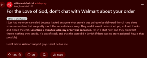 Walmart отменил предварительный заказ Switch 2#2 (Источник изображения: скриншот, сабреддит Nintendo Switch 2)