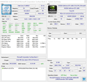 Microsoft Surface Book 3 13.5 HWInfo