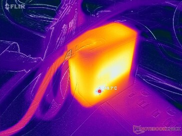 Температура адаптера переменного тока достигает более 49 C при работе с высокими нагрузками