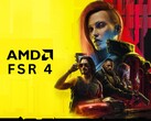 Персонажи Cyberpunk 2077 с логотипом AMD FSR 4 (Источник изображения: Отредактировано с использованием официальных иллюстраций Cyberpunk 2077 от CD Projekt Red)