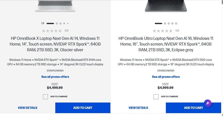 20-core Nvidia RTX Spark HP laptop prices