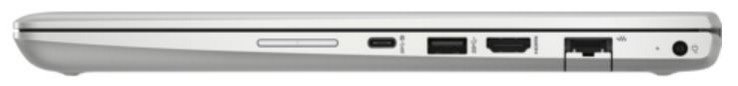 Правая сторона: качелька регулировки громкости, USB 3.1 Type-C Gen 1, USB 3.0 Type-A, HDMI 1.4b, RJ-45, разъем питания