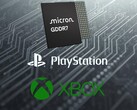Логотипы PlayStation и Xbox видны под памятью Micron GDDR7 DRAM (Источник изображения: Micron, Sony PlayStation, Xbox Gaming с правками)