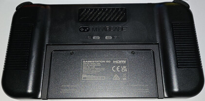 Два порта USB-C для контроллеров встроены в заднюю панель Gamestation Go (Источник изображения: Марк Зандер, Notebookcheck)