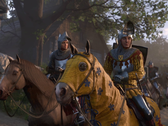 Скриншот, показывающий Генри и Ганса Капона из Kingdom Come Deliverance 2 верхом на лошадях