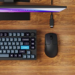 Мышь Keychron M2 с приемником 8K, кабелем-удлинителем и адаптером.