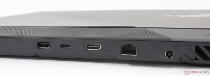 Левая сторона: USB-A 3.2 Gen. 1, USB-C 3.2 Gen. 2 (DisplayPort + Power Delivery), HDMI 2.0b, гигабитный RJ-45, разъем питания