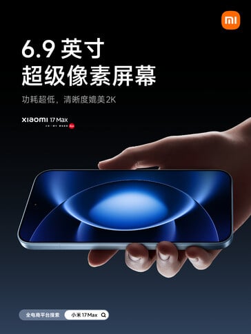 Xiaomi 17 Max оснащен 6,9-дюймовым дисплеем.