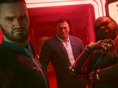 Протагонист Cyberpunk 2077 'V' слева, Джеки в центре и Декстер ДеШон справа. (Источник изображения: CD Projekt Red)