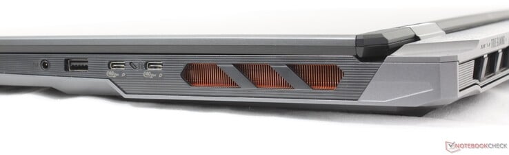 Справа: 3,5 мм гарнитура, USB-A 3.2 Gen 2, 2x USB-C 4.0 Thunderbolt 4 w/ DisplayPort 2.1 + Power Delivery 3.1